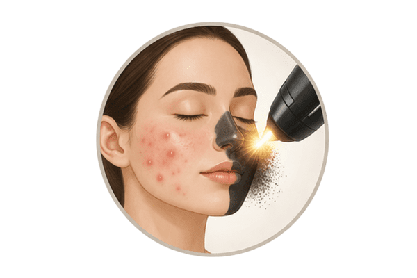 Carbon laser peel treatment for acne-prone skin and clogged pores