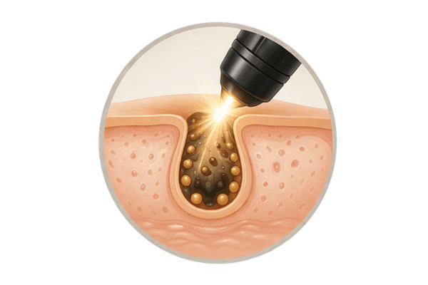 Ccarbon laser peel treatment to reduce enlarged pores and refine skin texture