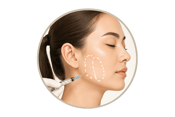 Botulinum toxin jaw slimming treatment targeting masseter muscles in Singapore