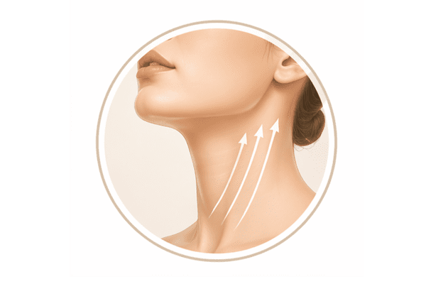 Icon representing dynamic neck lines caused by muscle movement and platysma contraction