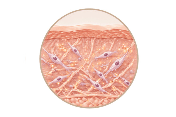 Calcium hydroxyapatite microspheres stimulating fibroblasts and collagen production in the dermis