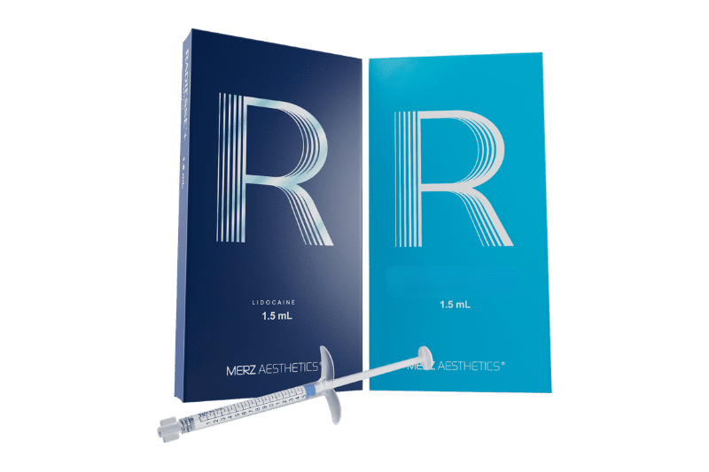 Radiesse calcium hydroxyapatite (CaHA) injectable syringe used for facial contouring and collagen stimulation