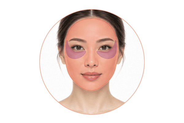 Face, eye and neck treatment areas highlighted for Morpheus8 RF microneedling