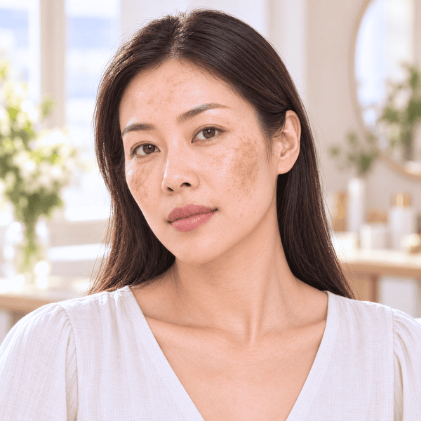 Asian woman with melasma across both cheeks