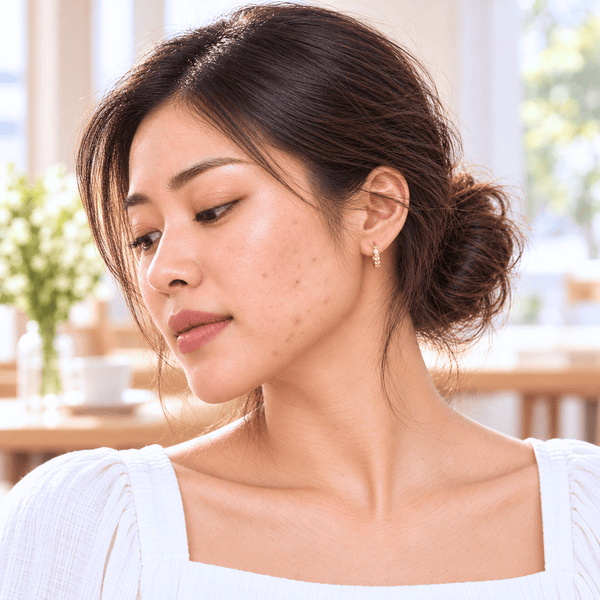 Chinese woman with brown marks left after acne